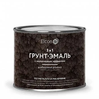 ГРУНТ-ЭМАЛЬ ПО РЖАВЧИНЕ 3 В 1 МОЛОТКОВАЯ ШОКОЛАД  0,4 КГ (1/24) "ELCON"