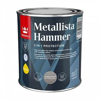 КРАСКА ПО РЖАВЧИНЕ  3 в 1 "METALLISTA HAMMER" МОЛОТКОВАЯ БАЗА HC 2,3 Л (1/6) "ТИККУРИЛА"