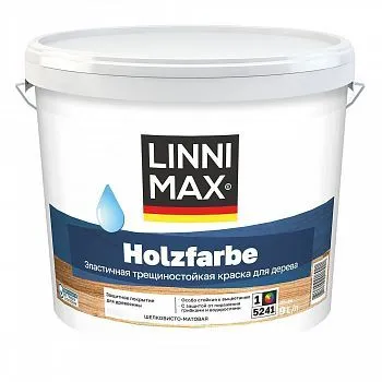 КРАСКА ПО ДЕРЕВУ "HOLZFARBE" БАЗА 1 (БЕЛАЯ) 9 Л (1) "LINNIMAX"