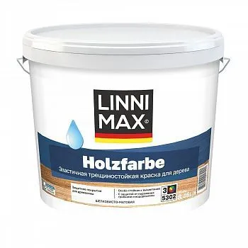 КРАСКА ПО ДЕРЕВУ "HOLZFARBE" БАЗА 3 (БЕСЦВЕТНАЯ) 8,46 Л (1) "LINNIMAX"