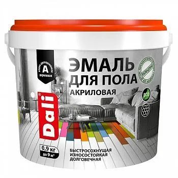 ЭМАЛЬ ДЛЯ ПОЛА АКРИЛОВАЯ "DALI" ДУБ  0,9 КГ (1/6) "РОГНЕДА"