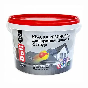 КРАСКА РЕЗИНОВАЯ "DALI" СЕРЫЙ ГРАФИТ RAL 7024  3 КГ (1) "РОГНЕДА"