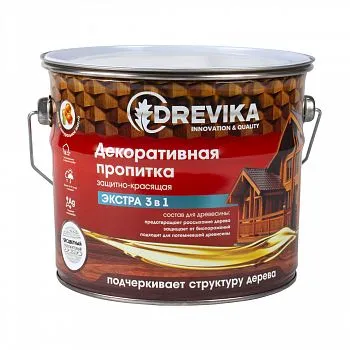 ПРОПИТКА ДЕКОРАТИВНАЯ "ЭКСТРА 3 В 1" БЕСЦВЕТНЫЙ 3 Л (1/4) "DREVIKA"