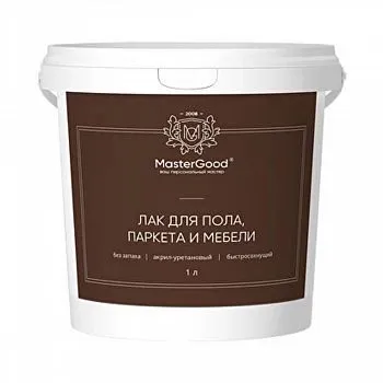 ЛАК ДЛЯ МЕБЕЛИ И ПАРКЕТА АКРИЛ-УРЕТАНОВЫЙ ПОЛУМАТОВЫЙ 1 Л (1/12) "MASTERGOOD"