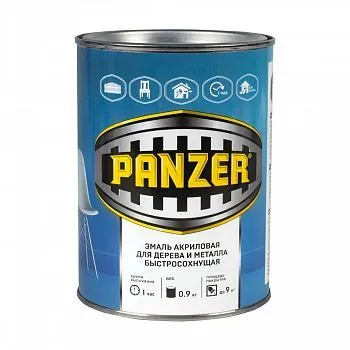 ЭМАЛЬ АКРИЛОВАЯ ПОЛУГЛЯНЦЕВАЯ ЗЕЛЕНАЯ 0,9 КГ (1/14) "PANZER"