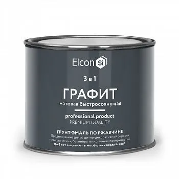 ГРУНТ-ЭМАЛЬ ПО РЖАВЧИНЕ 3 В 1 МАТОВАЯ ГРАФИТ  0,4 КГ (1/24) "ELCON"