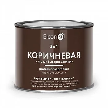 ГРУНТ-ЭМАЛЬ ПО РЖАВЧИНЕ 3 В 1 МАТОВАЯ КОРИЧНЕВАЯ  0,4 КГ (1/24) "ELCON"