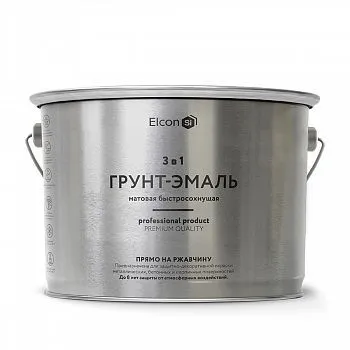 ГРУНТ-ЭМАЛЬ ПО РЖАВЧИНЕ 3 В 1 МАТОВАЯ СЕРАЯ 10 КГ (1) "ELCON"