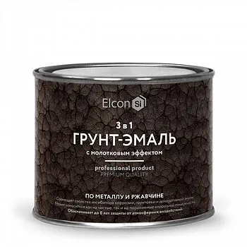 ГРУНТ-ЭМАЛЬ ПО РЖАВЧИНЕ 3 В 1 МОЛОТКОВАЯ ЧЕРНАЯ  0,4 КГ (1/24) "ELCON"