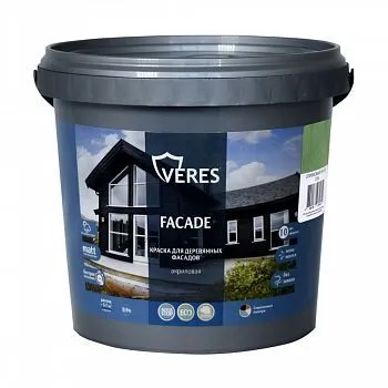 КРАСКА "FAСADE" ДЛЯ ДЕРЕВЯННЫХ ФАСАДОВ АКРИЛОВАЯ ОЛИВКОВЫЙ 0,9 Л (1/8) "VERES"
