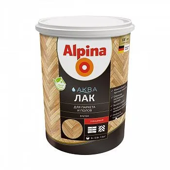 ЛАК АКРИЛОВЫЙ "АКВА" ПАРКЕТНЫЙ ГЛЯНЦ. 0,9 Л (1/6) "ALPINA"