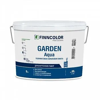 ЭМАЛЬ АКРИЛОВАЯ "GARDEN AQUA" БАЗА A П/МАТОВ. 9 Л (1) "FINNCOLOR"