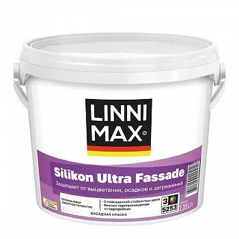 КРАСКА ФАСАДНАЯ "SILIKON ULTRA FASSADE" БАЗА 3 (БЕСЦВЕТНАЯ) 2,35 Л (1) "LINNIMAX"
