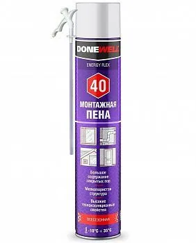 ПЕНА МОНТАЖНАЯ "DONEWELL ENERGY FLEX 40" 1000 МЛ ВСЕСЕЗОННАЯ (1/12)