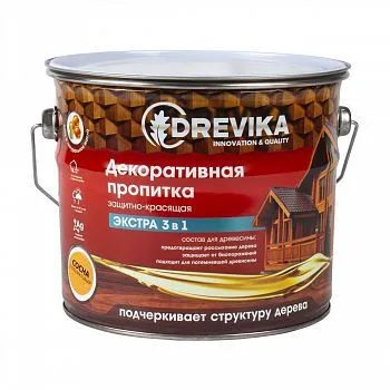 ПРОПИТКА ДЕКОРАТИВНАЯ "ЭКСТРА 3 В 1" СОСНА 3 Л (1/4) "DREVIKA"