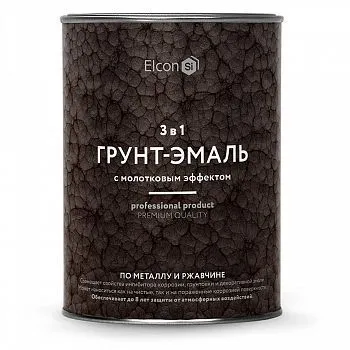 ГРУНТ-ЭМАЛЬ ПО РЖАВЧИНЕ 3 В 1 МОЛОТКОВАЯ МЕДЬ 0,8 КГ (1/12) "ELCON"