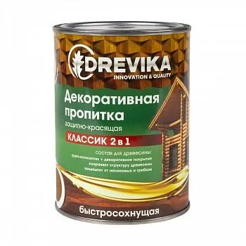 ПРОПИТКА ДЕКОРАТИВНАЯ "КЛАССИК 2 В 1" ДУБ 0,75 Л (1/8) "DREVIKA"
