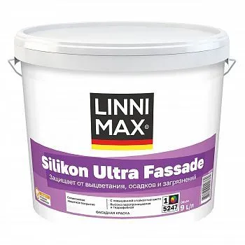 КРАСКА ФАСАДНАЯ "SILIKON ULTRA FASSADE" БАЗА 1 (БЕЛАЯ) 9 Л (1) "LINNIMAX"