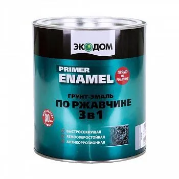 ГРУНТ- ЭМАЛЬ ПО РЖАВЧИНЕ "ЭКОДОМ"  3 В 1  ЧЕРНАЯ  2,2 КГ (1/3) "РОГНЕДА"