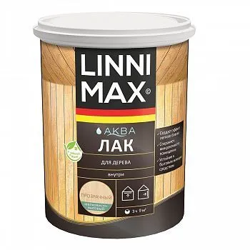 ЛАК АКРИЛОВЫЙ "АКВА" ДЛЯ ДЕРЕВА ШЕЛКОВИСТО-МАТОВЫЙ 0,9 Л (1) "LINNIMAX"