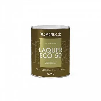 ЛАК "LAQUER ECO 50" ДЛЯ СТЕН И ПОТОЛКОВ П/ЛЯНЦ. 0,9 Л (1/6) "KOMANDOR"