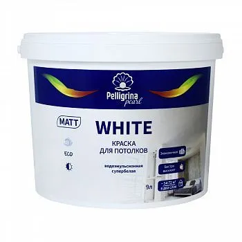КРАСКА "WHITE" ДЛЯ ПОТОЛКОВ БАЗА А 9 Л (1) "ПЕЛЛИГРИНА ЖЕМЧУГ"