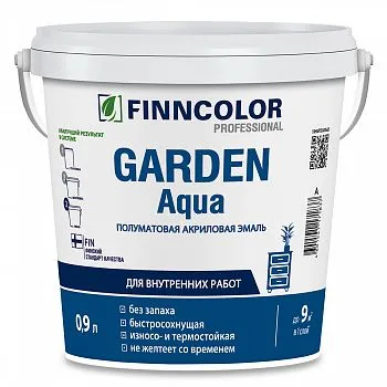 ЭМАЛЬ АКРИЛОВАЯ "GARDEN AQUA" БАЗА C П/МАТОВ. 0,9 Л (1/6) "FINNCOLOR"