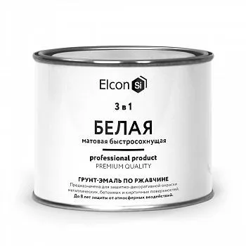 ГРУНТ-ЭМАЛЬ ПО РЖАВЧИНЕ 3 В 1 МАТОВАЯ БЕЛАЯ  0,4 КГ (1/24) "ELCON"
