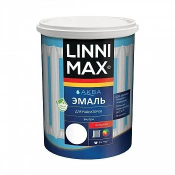 ЭМАЛЬ АКРИЛОВАЯ "АКВА" ДЛЯ РАДИАТОРОВ БЕЛАЯ 0,9 Л (1) "LINNIMAX"