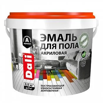ЭМАЛЬ ДЛЯ ПОЛА АКРИЛОВАЯ "DALI" ОРЕХ  0,9 КГ (1/6) "РОГНЕДА"