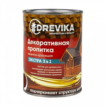 ПРОПИТКА ДЕКОРАТИВНАЯ "ЭКСТРА 3 В 1" КРАСНОЕ ДЕРЕВО 0,8 Л (1/8) "DREVIKA"