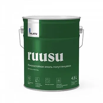ЭМАЛЬ "RUUSU"  ДЛЯ ПОЛА И ЛЕСТНИЦ ПОЛУГЛЯНЦЕВАЯ БАЗА С 4,5 Л (1) "TALATU"