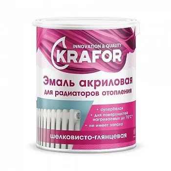 ЭМАЛЬ АКРИЛОВАЯ  ДЛЯ РАДИАТОРОВ СУПЕРБЕЛАЯ 1 КГ (1/4) "KRAFOR"