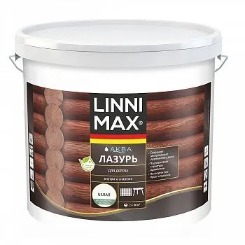 ЛАЗУРЬ ДЕРЕВОЗАЩИТНАЯ "АКВА" БЕЛАЯ 9 Л (1) "LINNIMAX"