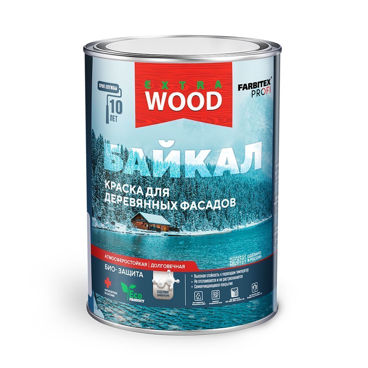 КРАСКА ДЛЯ ДЕРЕВЯННЫХ ФАСАДОВ "БАЙКАЛ" БАЗА А 0,75 Л (1/8) "FARBITEX PROFI WOOD EXTRA"