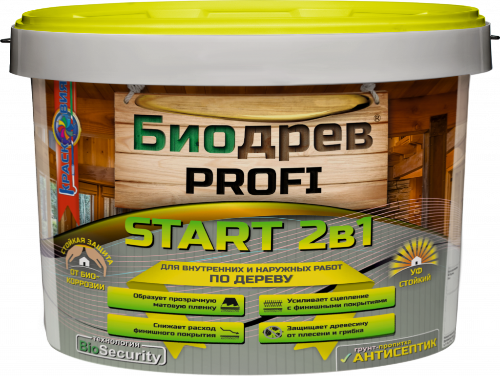 Биодрев PROFI «START 2в1» (грунт-пропитка с защитой от плесени и грибка)