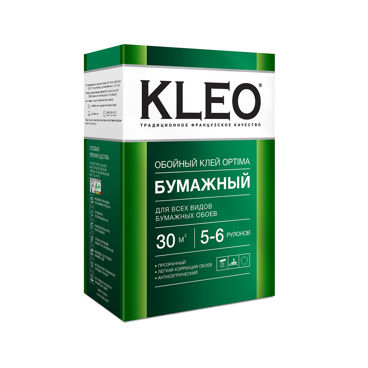 КЛЕЙ ДЛЯ БУМАЖНЫХ ОБОЕВ "OPTIMA" 120 Г (1/20) "KLEO"