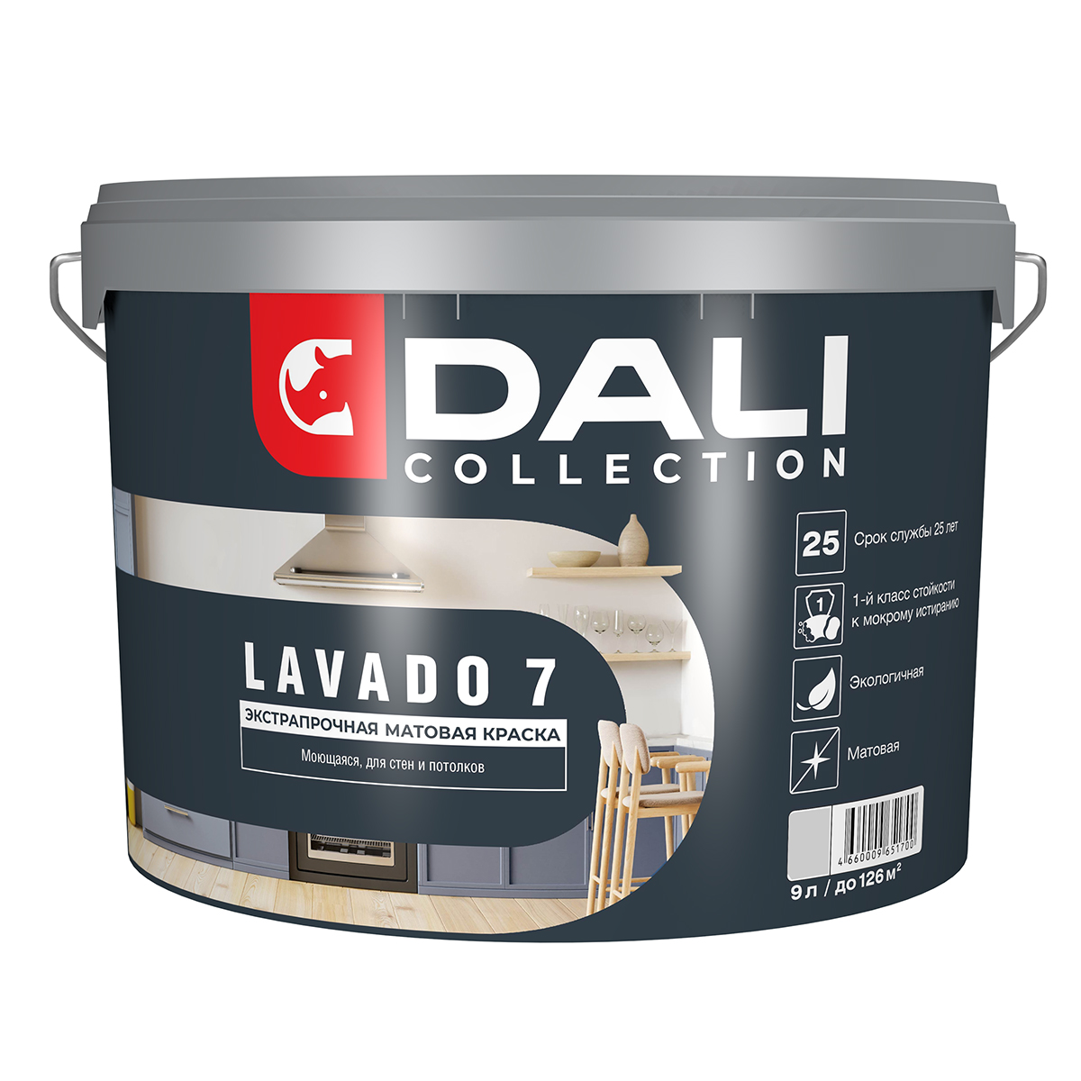 КРАСКА "DALI COLLECTION" LAVADO 7 ДЛЯ СТЕН И ПОТОЛКОВ ЭКСТРАПРОЧНАЯ МОЮЩАЯСЯ БАЗА С 9 Л (1) "РОГНЕДА"