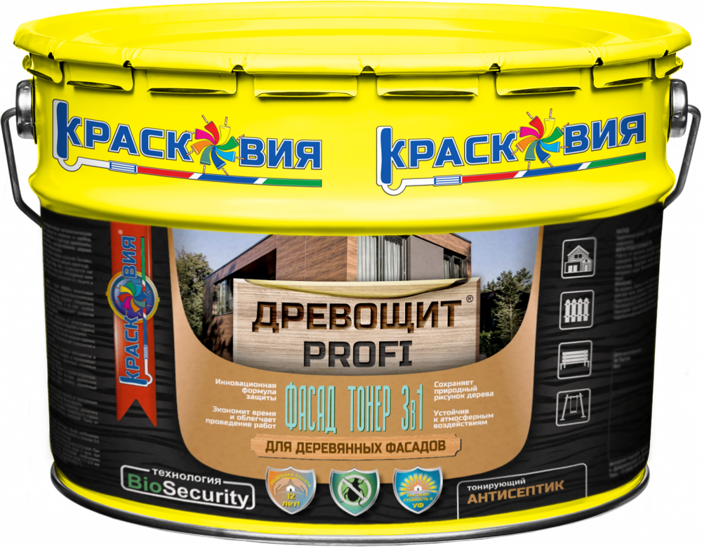 Древощит PROFI «Фасад Тонер 3в1» (тонирующая антисептическая пропитка)