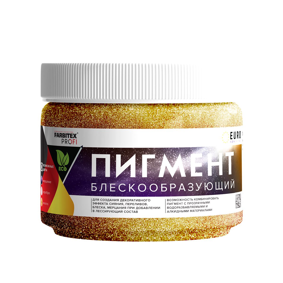ПИГМЕНТ БЛЕСКООБРАЗУЮЩИЙ ДЛЯ ЛЕССИРУЮЩИХ СОСТАВОВ ЗОЛОТО 0,1 КГ (12) "FARBITEX PROFI"