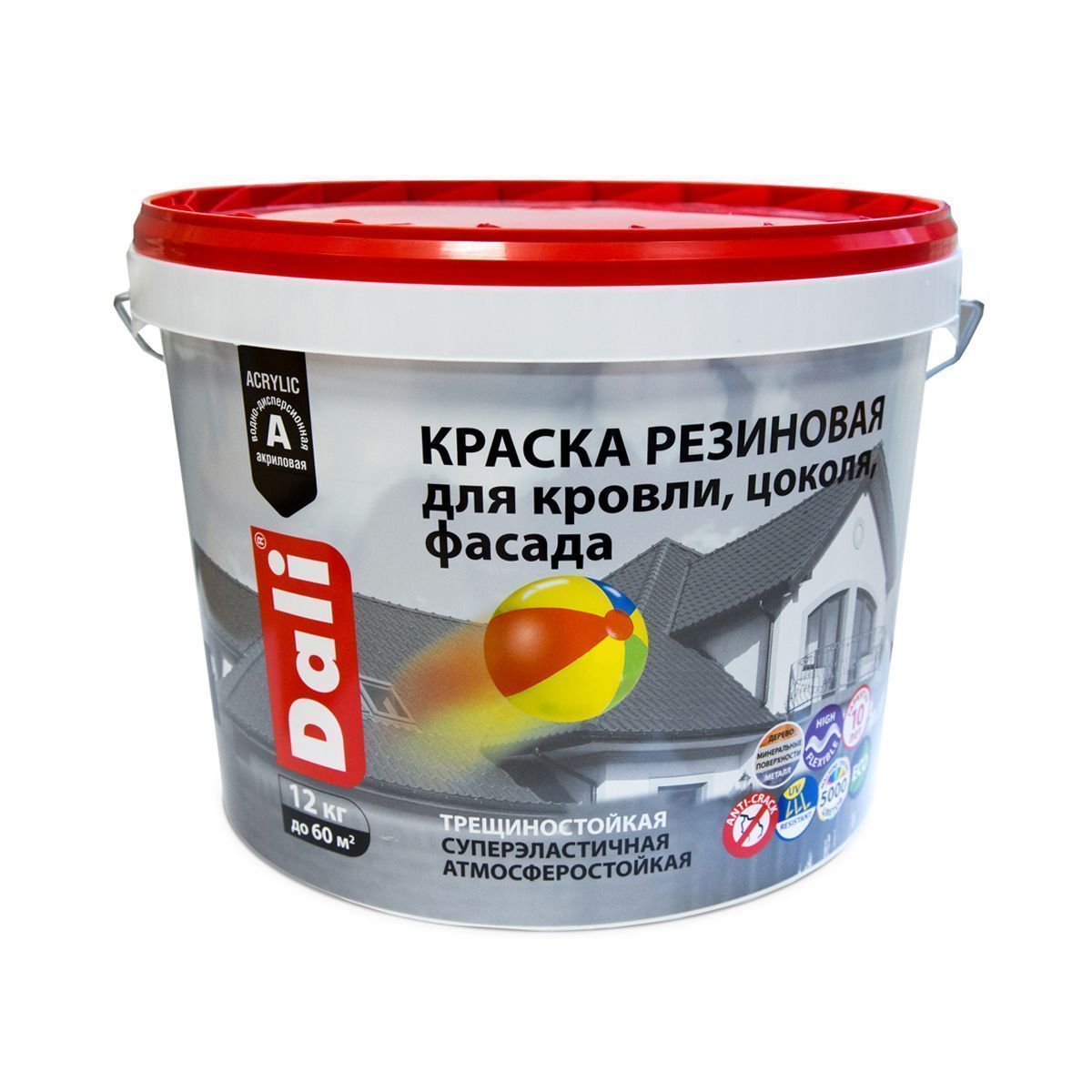 КРАСКА РЕЗИНОВАЯ "DALI" СЕРЫЙ ГРАФИТ RAL 7024 12 КГ (1) "РОГНЕДА"