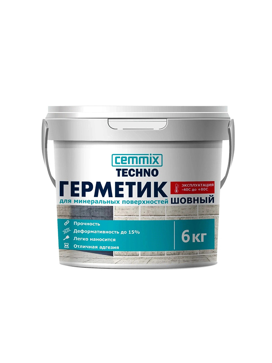 ГЕРМЕТИК АКРИЛОВЫЙ ШОВНЫЙ ДЛЯ МИНЕР. ПОВЕРХН. 6 КГ СЕРЫЙ (1) "CEMMIX"