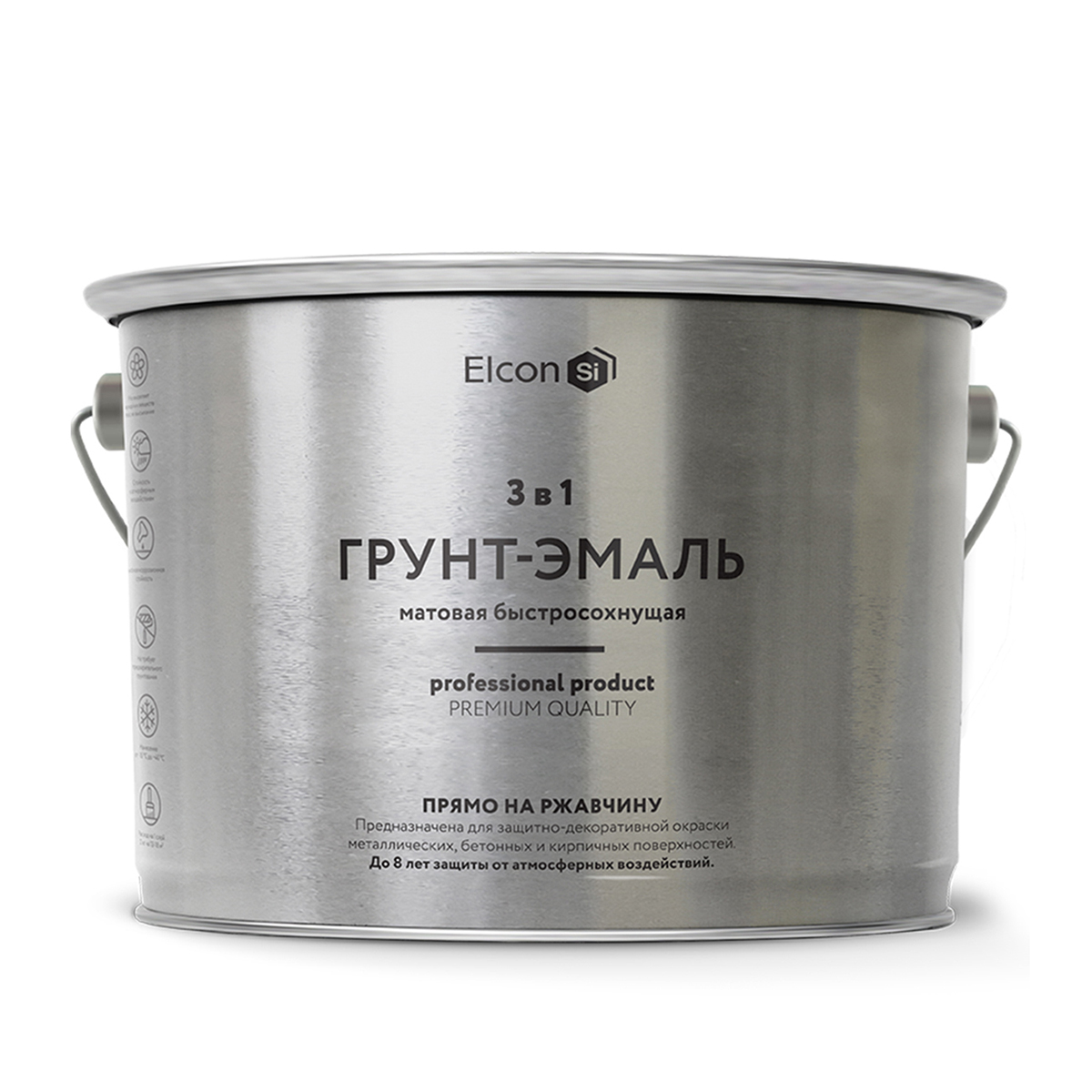 ГРУНТ-ЭМАЛЬ ПО РЖАВЧИНЕ 3 В 1 МАТОВАЯ КРАСНАЯ 10 КГ (1) "ELCON"