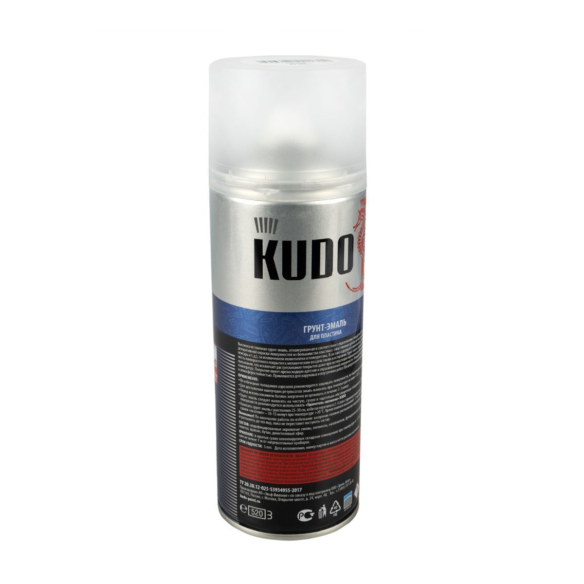 ГРУНТ-ЭМАЛЬ АЭРОЗОЛЬ ДЛЯ ПЛАСТИКА RAL 9003 БЕЛАЯ 520 МЛ (1/12) "KUDO" KU-6003