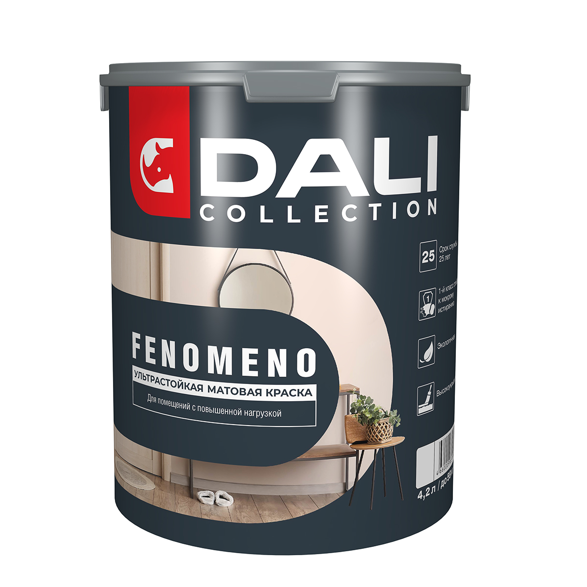 КРАСКА "DALI COLLECTION" FENOMENO ДЛЯ СТЕН И ПОТОЛКОВ УЛЬТРАСТОЙКАЯ БАЗА С 4,2 Л (1) "РОГНЕДА"