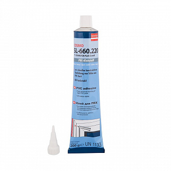 КЛЕЙ ДЛЯ ПВХ "COSMO SL 660.220" (COSMOFEN PLUS-S WEISS) 200 Г БЕЛЫЙ (1/30)